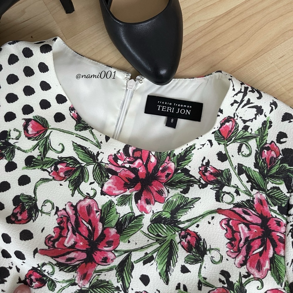 Rickie Freeman for Teri Jon Floral & Polka Dots Dress - Picture 3 of 7